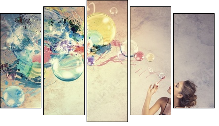 Creative fashion with soap ball  - Obraz pięcioczęściowy, Pentaptyk