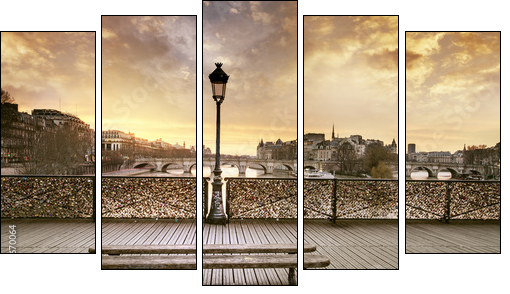 Pont des arts Paris  - Obraz pięcioczęściowy, Pentaptyk