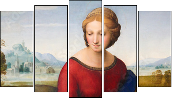 Madonna of the Meadow by Raphael (1505)  - Obraz pięcioczęściowy, Pentaptyk
