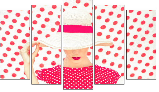 Fashion portrait of sensual retro girl  - Obraz pięcioczęściowy, Pentaptyk