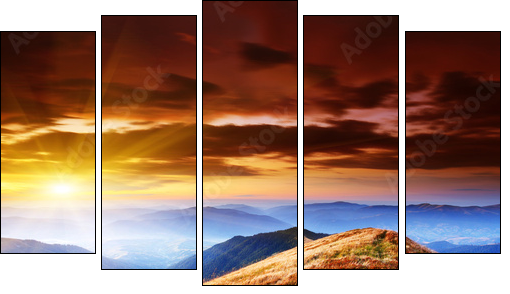 mountain landscape  - Obraz pięcioczęściowy, Pentaptyk