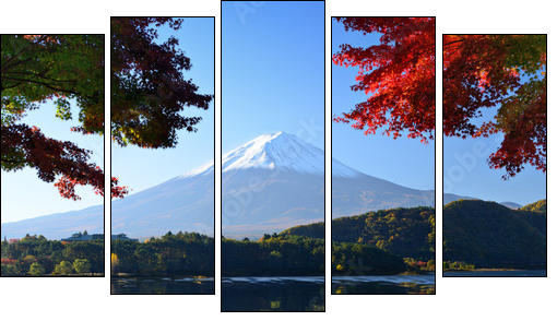 Mt. Fuji in the Autumn from Lake Kawaguchi, Japan  - Obraz pięcioczęściowy, Pentaptyk