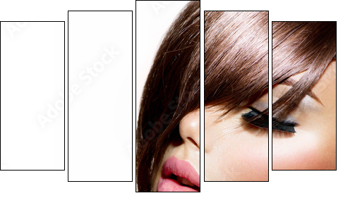 Hairstyle. Beauty Model Girl Portrait with Perfect Makeup  - Obraz pięcioczęściowy, Pentaptyk