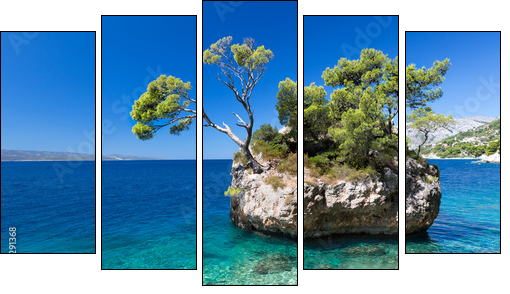 Croatian beach at a sunny day, Brela, Croatia  - Obraz pięcioczęściowy, Pentaptyk