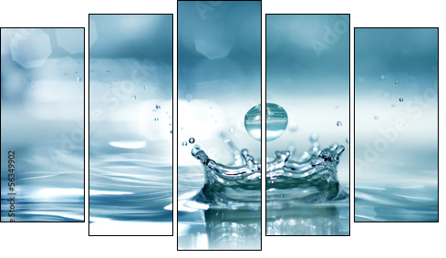 Splash water  - Obraz pięcioczęściowy, Pentaptyk