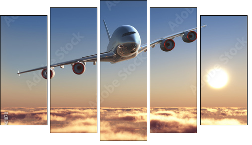 Passenger plane  - Obraz pięcioczęściowy, Pentaptyk