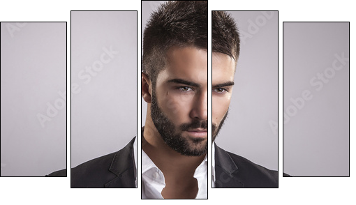 Elegant young handsome man. Studio fashion portrait.  - Obraz pięcioczęściowy, Pentaptyk