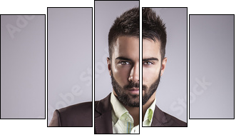 Elegant young handsome man. Studio fashion portrait.  - Obraz pięcioczęściowy, Pentaptyk