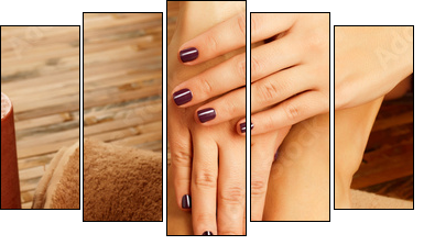 female feet at spa salon on pedicure procedure  - Obraz pięcioczęściowy, Pentaptyk
