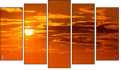 Sunset orange sky background at evening  - Obraz pięcioczęściowy, Pentaptyk