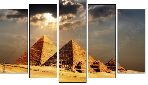 giza pyramids, cairo, egypt  - Obraz pięcioczęściowy, Pentaptyk
