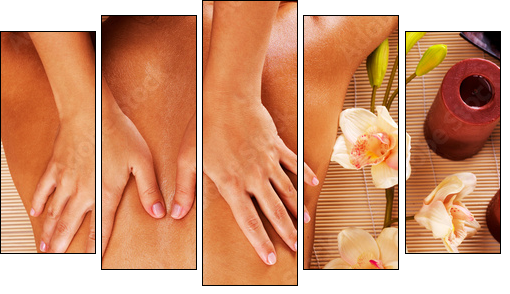 Masseur doing massage on woman back in spa salon  - Obraz pięcioczęściowy, Pentaptyk