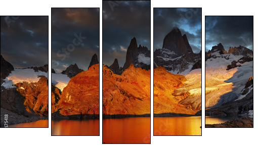 Mount Fitz Roy, Patagonia, Argentina  - Obraz pięcioczęściowy, Pentaptyk