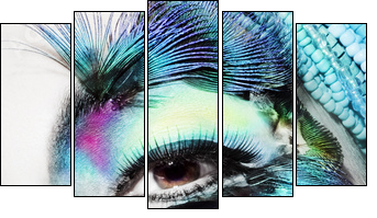 Beautiful woman face with perfect make up  - Obraz pięcioczęściowy, Pentaptyk