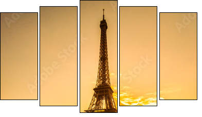 Eiffel tower at sunrise, Paris.  - Obraz pięcioczęściowy, Pentaptyk