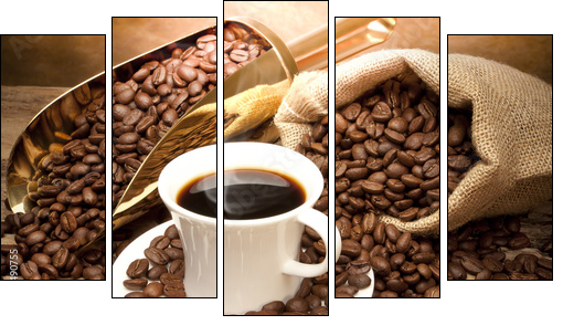 coffee  - Obraz pięcioczęściowy, Pentaptyk