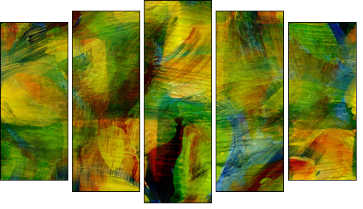 seamless cubism green, yellow abstract art Picasso texture water - Obraz pięcioczęściowy, Pentaptyk