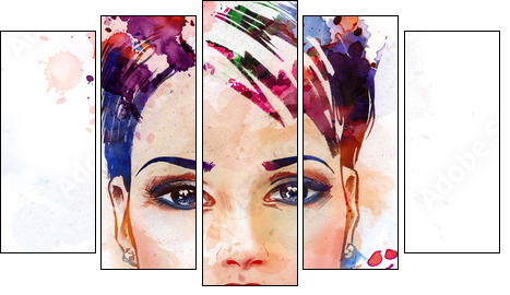 Fashion illustration of the beautiful girl  - Obraz pięcioczęściowy, Pentaptyk