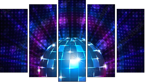 Fluorescent disco ball  - Obraz pięcioczęściowy, Pentaptyk