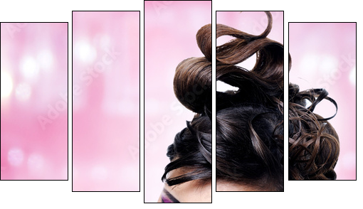 Face of beautiful woman with fashion hairstyle and glamour makeu  - Obraz pięcioczęściowy, Pentaptyk