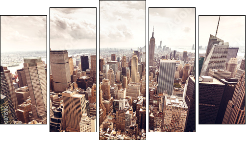 Manhattan skyline aerial view  - Obraz pięcioczęściowy, Pentaptyk