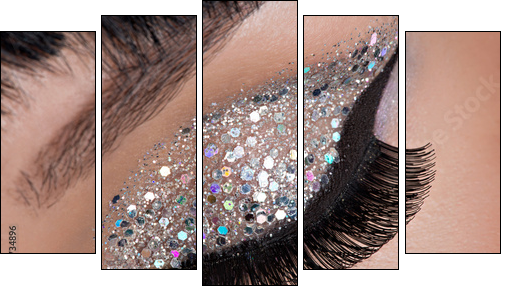 Woman eye with fashion makeup  - Obraz pięcioczęściowy, Pentaptyk