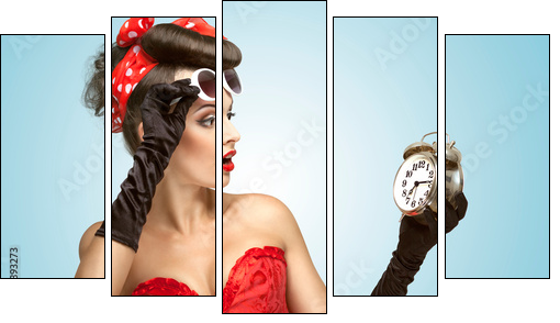 Glamourous clockwork.  - Obraz pięcioczęściowy, Pentaptyk