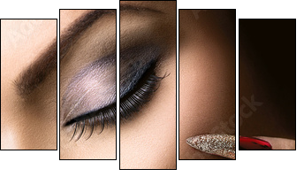 Fashion Beauty Model Girl. Manicure and Make-up  - Obraz pięcioczęściowy, Pentaptyk