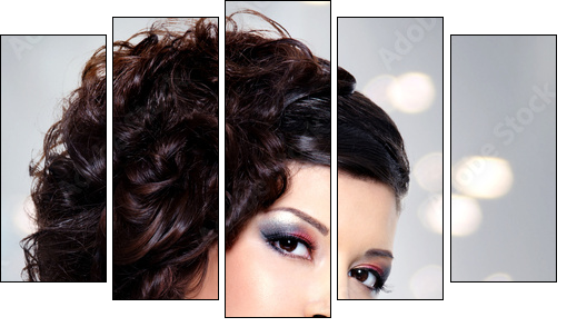 Young beautiful woman with modern hairstyle  - Obraz pięcioczęściowy, Pentaptyk