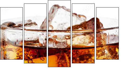 Fragment of glass cola with ice  - Obraz pięcioczęściowy, Pentaptyk