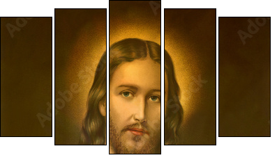 typical catholic image of heart of Jesus Christ  - Obraz pięcioczęściowy, Pentaptyk
