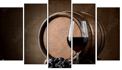 Glass and barrel  - Obraz pięcioczęściowy, Pentaptyk