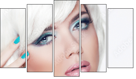 Blond girl. Jewelry. Makeup. Fashion Beauty Woman Portrait with  - Obraz pięcioczęściowy, Pentaptyk
