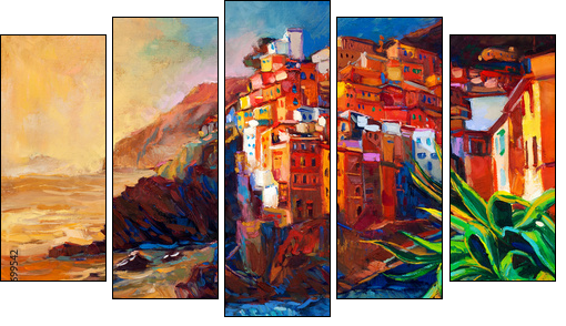 Cinque Terre coast  - Obraz pięcioczęściowy, Pentaptyk