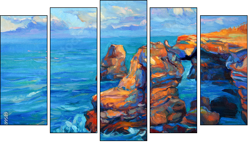 Cliffs and ocean  - Obraz pięcioczęściowy, Pentaptyk