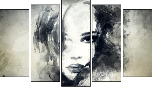 abstract  woman portrait  - Obraz pięcioczęściowy, Pentaptyk