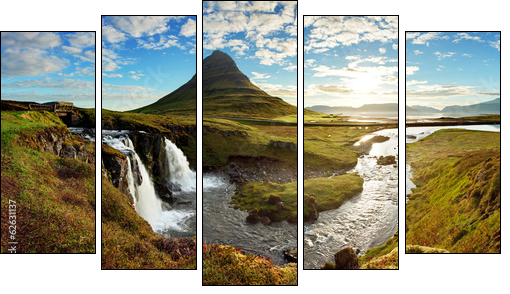 Panorama - Iceland landscape  - Obraz pięcioczęściowy, Pentaptyk