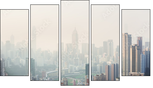 Air pollution hangs over Hong Kong Island  - Obraz pięcioczęściowy, Pentaptyk