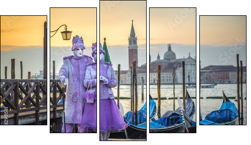 Venetian carnival masks  - Obraz pięcioczęściowy, Pentaptyk
