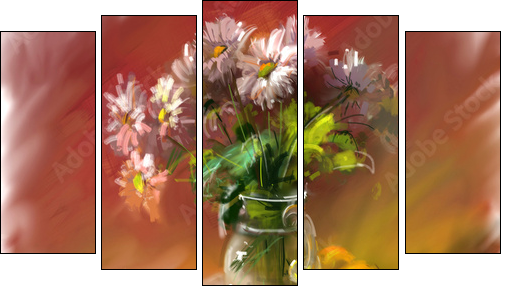 Flowers  - Obraz pięcioczęściowy, Pentaptyk