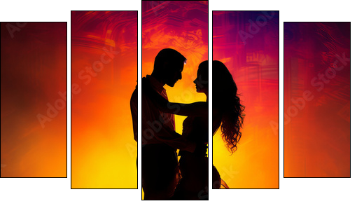 Tango – portret pary - Obraz pięcioczęściowy, Pentaptyk