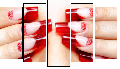 Acrylic nails manicure  - Obraz pięcioczęściowy, Pentaptyk