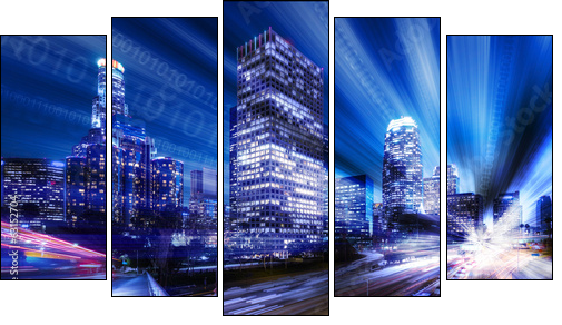 Composite of Los Angeles with binary code  - Obraz pięcioczęściowy, Pentaptyk