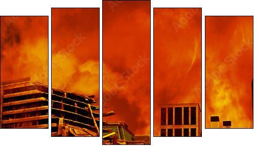 Red Destruction  - Obraz pięcioczęściowy, Pentaptyk