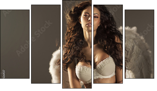Woman angel with sexy big lips  - Obraz pięcioczęściowy, Pentaptyk