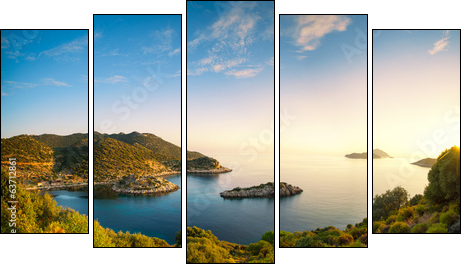 panorama of the Mediterranean coast  - Obraz pięcioczęściowy, Pentaptyk