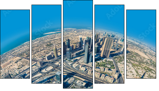 Dubai downtown. East, United Arab Emirates architecture. Aerial  - Obraz pięcioczęściowy, Pentaptyk