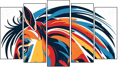 Abstract horse illustration. - Obraz pięcioczęściowy, Pentaptyk
