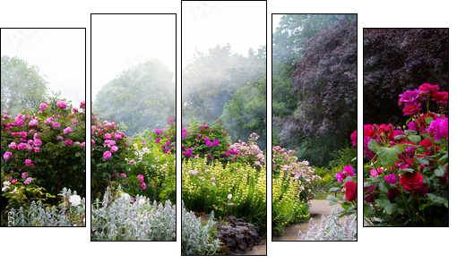 Art flowers in the morning in an English park  - Obraz pięcioczęściowy, Pentaptyk