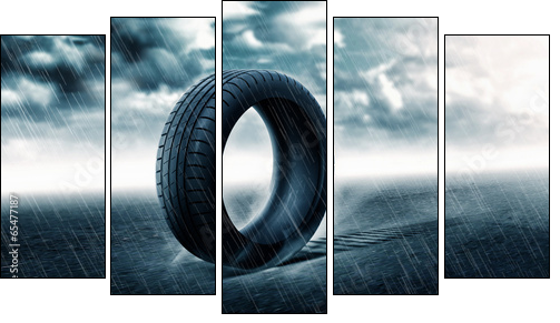 vehicle tire  - Obraz pięcioczęściowy, Pentaptyk